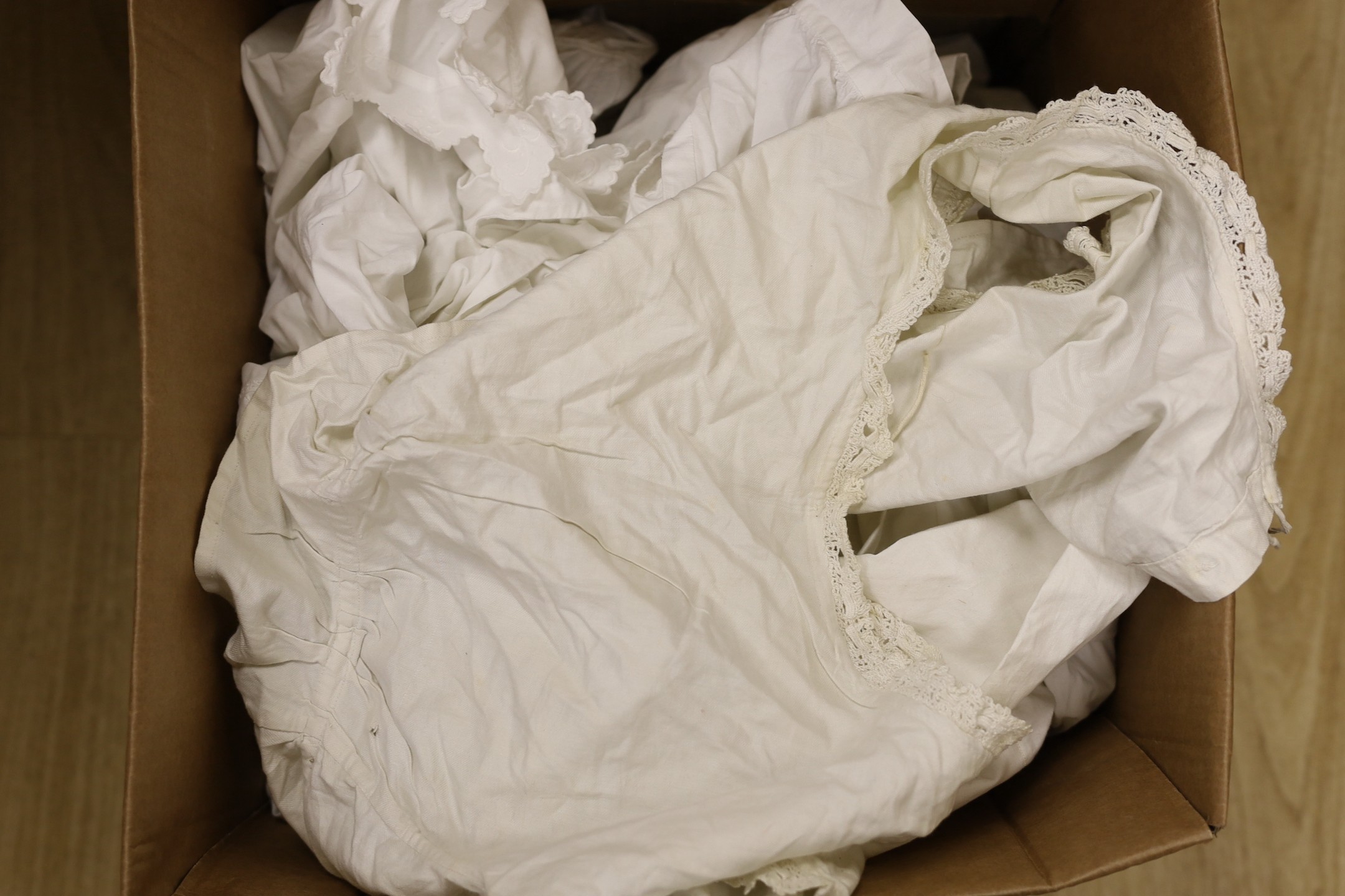 A large quantity of Victorian white wear; nightdress, camisoles, petticoats, etc.